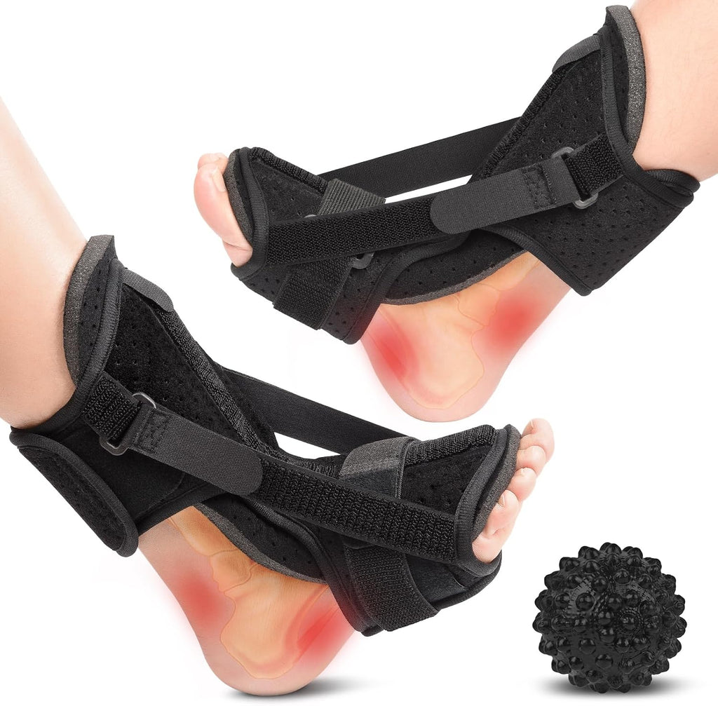Plantar Fasciitis Brace Night Splint with Soft Memory Foam Pad: 2 Packs Upgraded For Achilles Tendonitis Relief Foot Drop Heel Arch Ankle Pain Support for Women Men