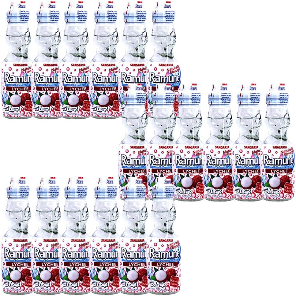 Sangaria Ramune, 6.76 Fluid Ounce (Lychee, 18 Bottles)