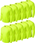 JaGely 10 Pcs Long Sleeve High Visibility Shirt Bulk Men Safety Hi Vis Construction Work T-Shirt Pullover Crewneck Sweatshirt