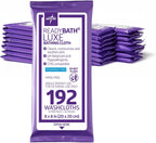 Medline ReadyBath LUXE Extra Thick Adult Bath Wipes, 192 Wipes (8 Wipes, 24 Packs), Unscented, No Rinse Formula with Aloe, Shower Wipes for Sensitive Skin, Hypoallergenic Body Wash Wipes, 8 x 8 Inch