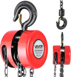 VEVOR Hand Chain Hoist, 1 Ton 2200 lbs Capacity, Manual Chain Block with Upgrade G70 Galvanized Chain, 10 ft Lifting Height, Heavy Duty Pulley Hoist for Garage Warehouse Automotive Machinery, Red