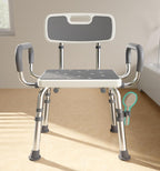 Bluelog Shower Chair for Inside Shower with Arms and Back, 500lbs Capacity Height Adjustable Shower Seat with Thickened Frame for Seniors, Elderly and Disabled