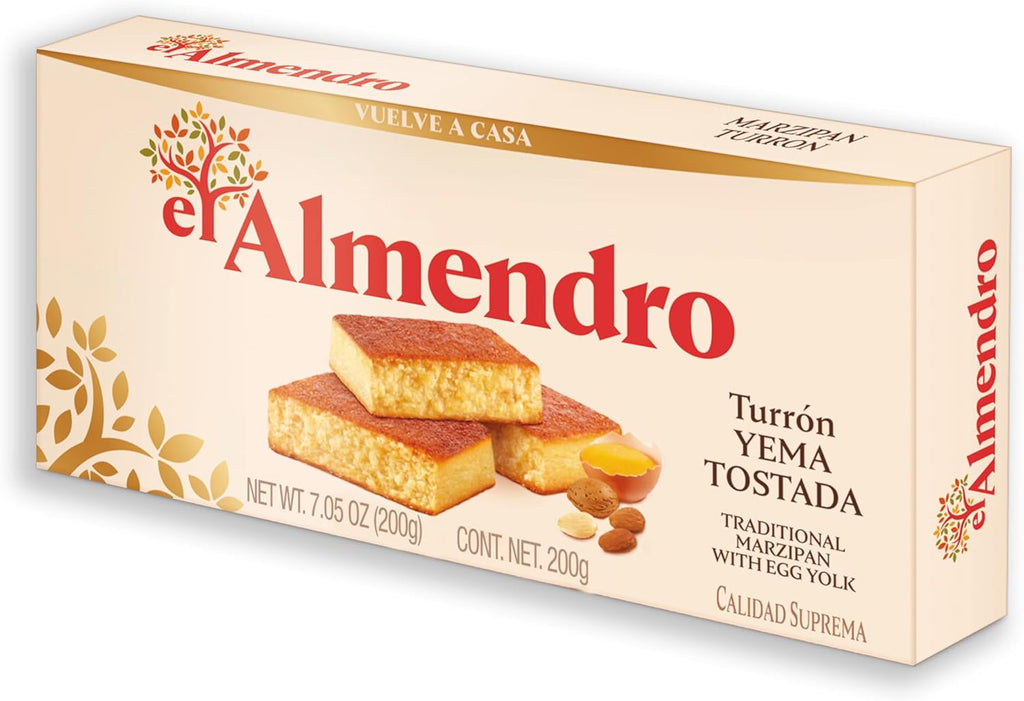 El Almendro Turron Traditional Marzipan with Egg Yolk - Yema Tostada - 7.05 OZ
