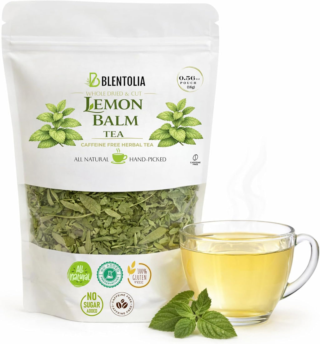 Blentolia Melissa Lemon Balm Leaf – Calming Herbal Tea – Caffeine-Free, 100% Natural – Soothing Lemon Flavor – Loose Leaf Herbal Infusion – 16g