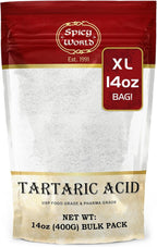 Spicy World Tartaric Acid Pure 14oz Large Bag - Top Grade, USP Certified, Food Grade, Vegan - Perfect for Wine Making, Mead
