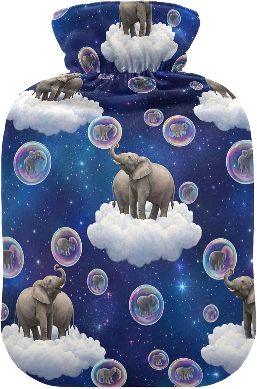 Dream Elephant Cloud Navy Hot Water Bottles with Soft Cover Hand Feet Warmer Warm Water Heat Bottles for Menstrual Cramps Pain Relief Small