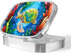 Pill Box-2 Compartment Small Pill Case Portable for Pocket & Purse Single Pill Carrier Pill Container to Hold Vitamins Medication Fish Oil and Supplements BPA-Free(Sea Turtle)