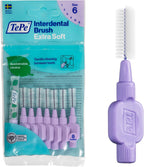 TePe Interdental Brushes Extra Soft Purple (ISO Size 6: 1.1 mm) / For Particularly Gentle & Efficient Cleaning of Interdental Spaces / 1 x 8 Interdental Brushes