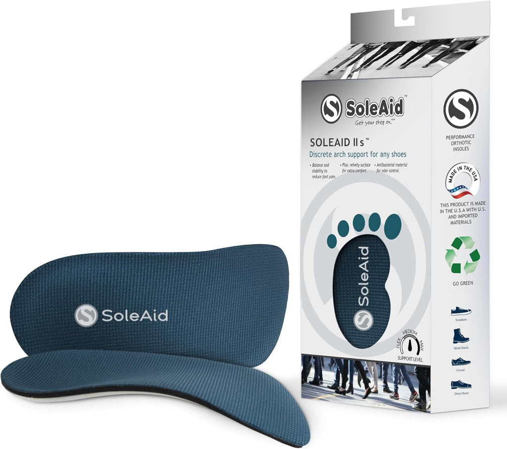 SoleAid Insoles Slender ii 3/4 Length Neutral Arch Support Thin Orthotic Inserts for Tight Fitting Shoes to Relieve Plantar Fasciitis, Pronation, Flat feet (Women 8-9.5 / Men 6-7.5)