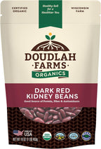 Organic Dried Dark Red Kidney Beans 1 lb - Non-GMO, USDA Organic, Farmed From Regenerative Soil, Tested Clean Certified, Vegan, Rich in Fiber & Protein for Soups, Salads, & Chili - Grown In USA by Doudlah Farms