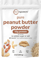 Pure PB Peanut Butter Powder, 4lbs (64oz) | 10g Protein & 88% Less Fat | No Added Sugar or Salt from Natural Fresh Roasted Peanuts | Mixes Easily for Peanut Butter Spread & Protein Powder | Non-GMO