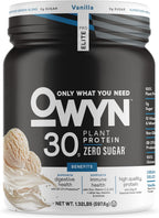 Owyn Only What You Need Pro Elite High Protein Powder, 30g Vegan Protein for Workout Recovery, Delicious Smooth Taste, Zero Sugar, Low Net Carbs, Vanilla, 12 Servings (1.32 LB)