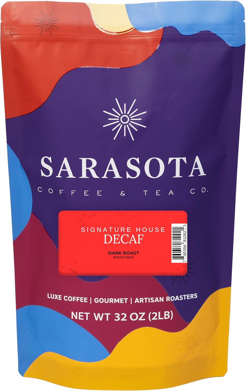 2 lb Decaf Dark Roast Whole Bean Coffee | Strong Low Acid Decaffeinated Coffee Beans | Bulk Whole Bean Decaf | Specialty Grade | 32 oz