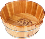 Happyyami Foot Baths Wood Foot Tub Wooden Basin Pedicure Barrel Massager Bucket Soak Soaking Bath Bowl Spa Treatment Washbasin for Home Spa