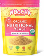 NOOCHA Organic Nutritional Yeast Flakes – Non-Fortified, Vegan Cheese Seasoning, Dairy-Free, Gluten-Free, High Protein Savory Sprinkle for Popcorn, Pasta & Veggies – 8 oz
