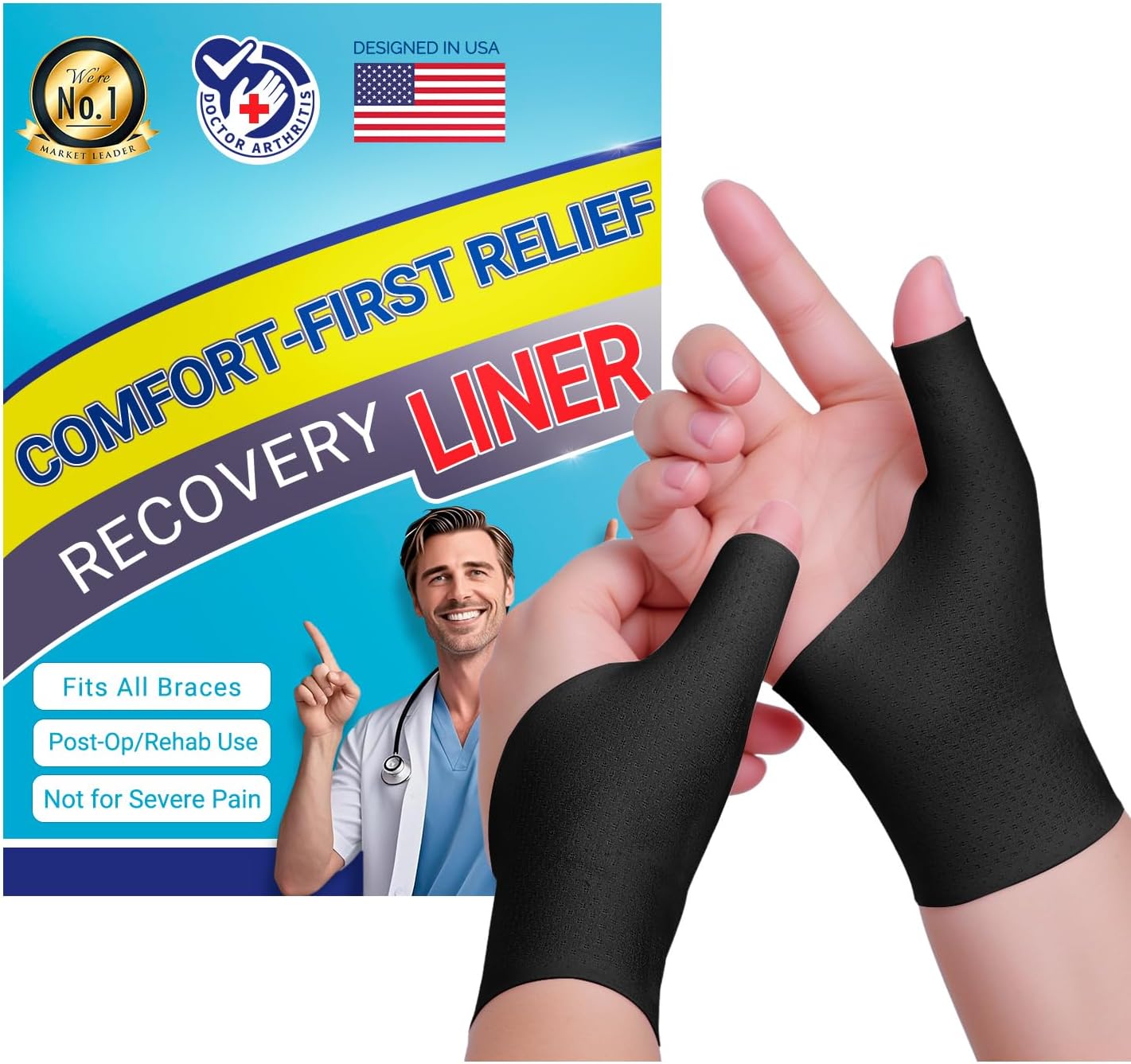 Thumb Compression Sleeve for Wrist-Mommy Thumb Support Stabilizer Gloves-Sprained Thumb Brace for Arthritis,Tendonitis,CMC Joint,Pain Relief,De Quervains,Trigger Finger-Men & Women-Left & Right Hand