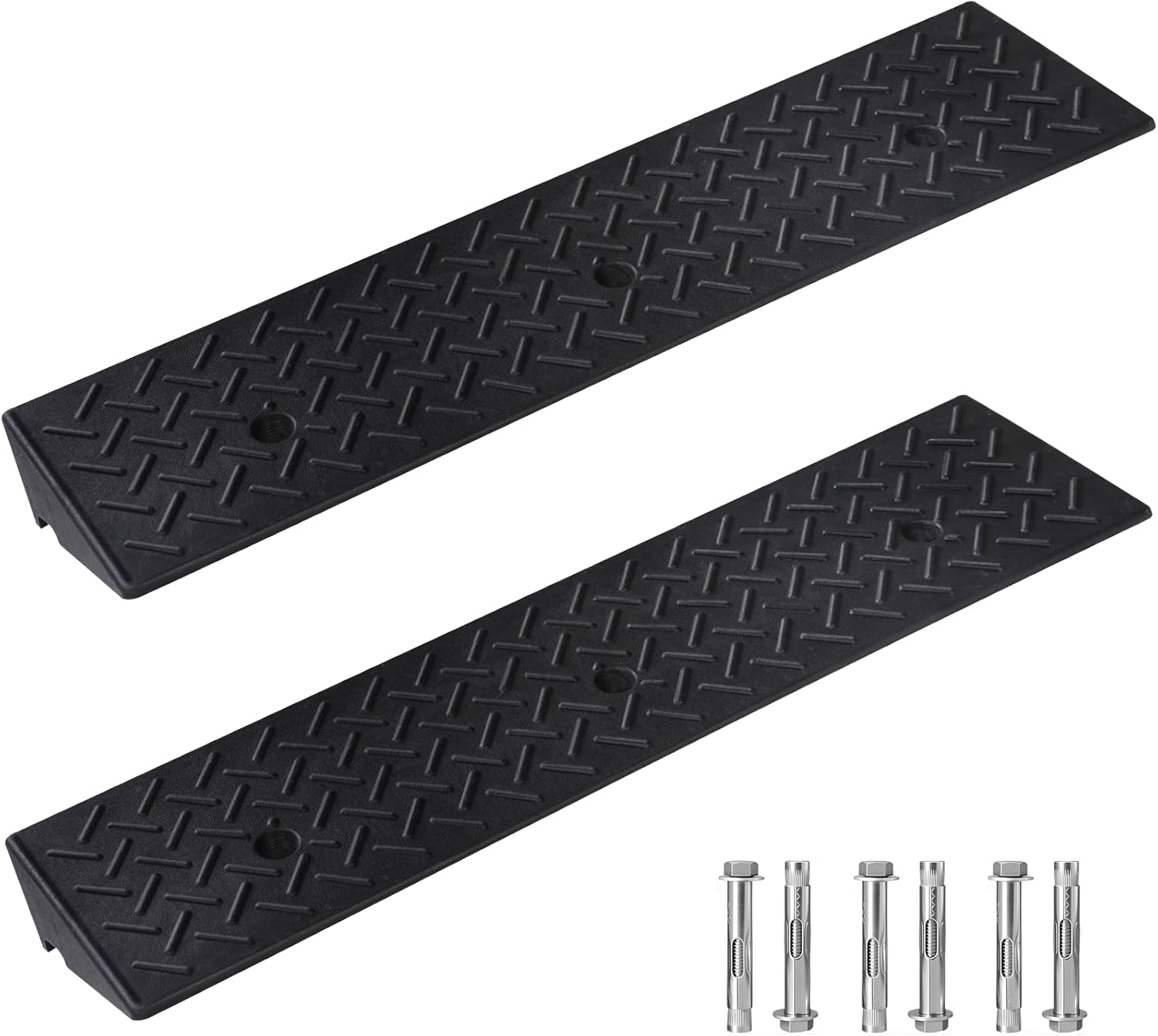 Rubber Curb Ramp, 4" Rise Height 2 Pack, Heavy-Duty 2 T Capacity Threshold Ramps, 39.4" L x 9.8" W Driveway Ramps for Cars, Wheelchairs, Bikes, Motorcycles
