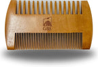 GENTS 2-Sided Wooden Beard & Mustache Comb with Fine & Coarse Teeth for Use with Balms, Wax and Oils - Pocket Sized