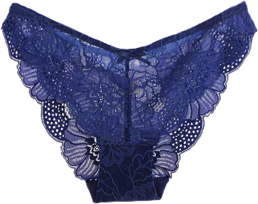 KELITCH Women's Briefs Scalloped Lace Hipster Thong Panties Bow Sexy Underwear
