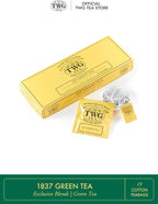 TWG Tea | 1837 Green Tea | Green Tea | Strawberry & Caramel | 15 Hand Sewn Cotton Tea Bags | Gift Set