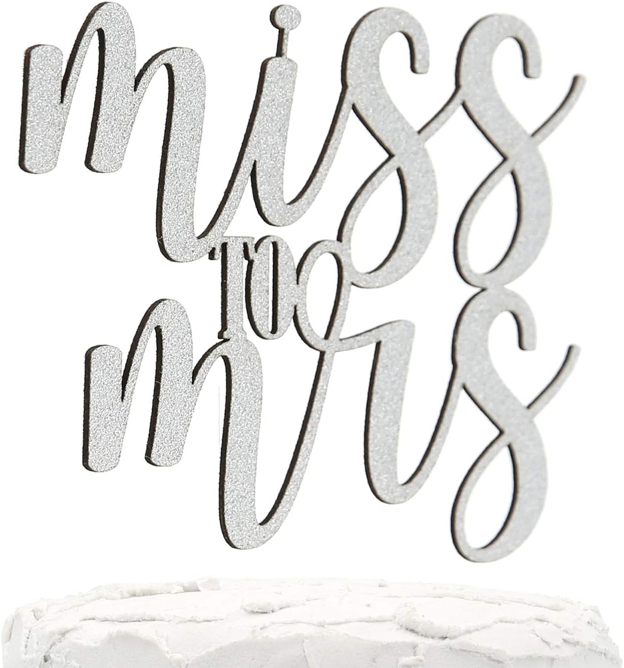 Bachelorette Party Cake Topper - Miss to Mrs - Double Sided Silver Glitter - Premium quality Made in USA