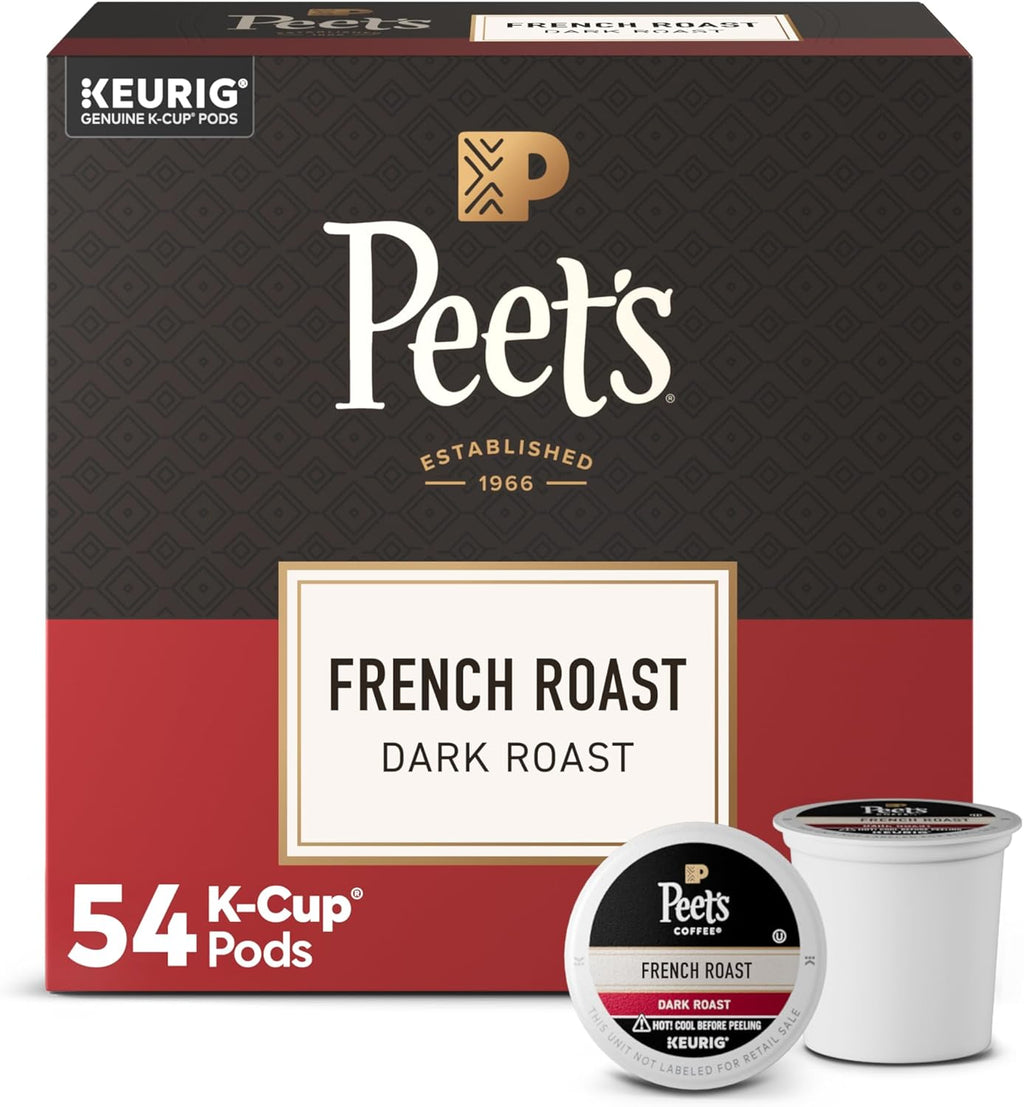 Peet's Coffee, Dark Roast Keurig K-Cup Pods, 100% Arabica Coffee - French Roast 54 Count (1 Box of 54 K-Cup Pods)