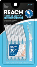 Reach Interdental Brush Cleaners, 1mm, Tight, Sensitive Gum Protection, Plaque Remover for Teeth, Braces Flossers, Braces Brush, Dental Toothbrushes, Oral Care, 1 Pack, 10 Count