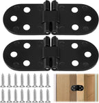 2 PCS Table Folding Flip Top Hinges, 2.76 Inch Zinc Alloy Flip Top Hinge, 180 Degree Round Edge Folding Table Hinge for Sewing Machines and Drop Leaf Tables, Black with Screws