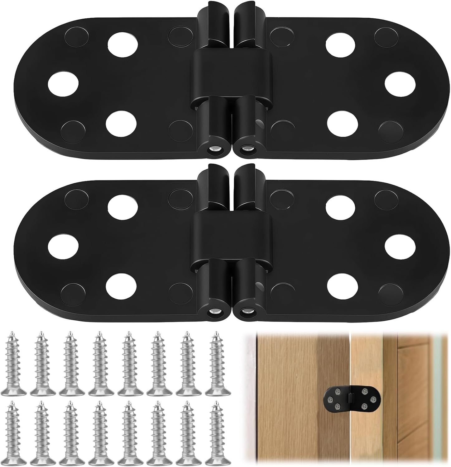 2 PCS Table Folding Flip Top Hinges, 2.76 Inch Zinc Alloy Flip Top Hinge, 180 Degree Round Edge Folding Table Hinge for Sewing Machines and Drop Leaf Tables, Black with Screws
