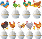 Chicken Birthday Party Decorations - 36PCS Chicken Cupcake Toppers Decoration Chick Cupcake Picks Decor Farm Themed Baby Shower Supplies