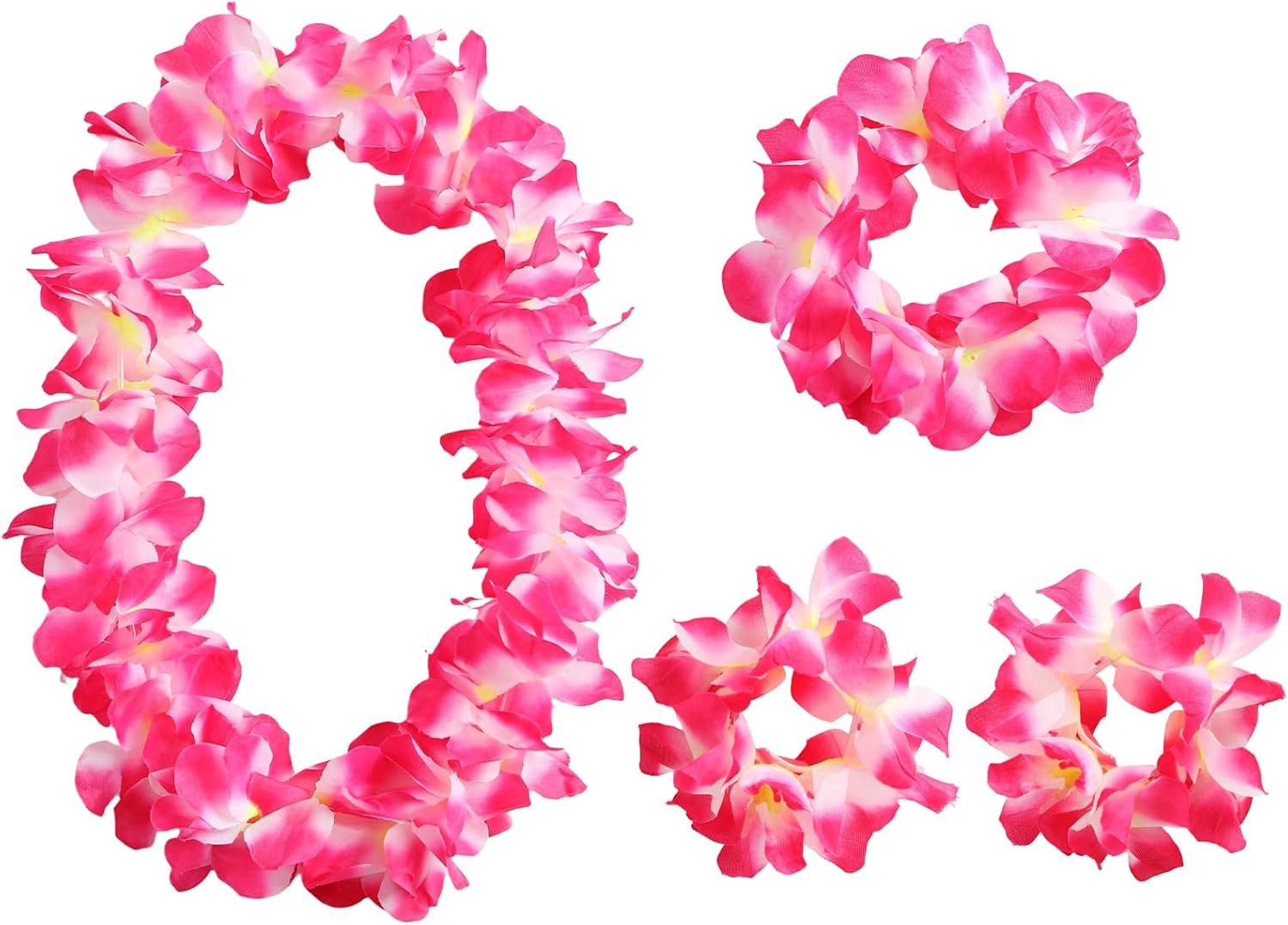 Hawaiian Leis Luau Flower Headband Necklace Bracelets Set Beach Party Costume Accessories