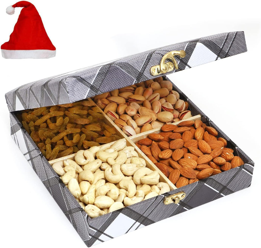 Jaiccha Ghasitaram Christmas Gifts Cross Check Wooden Dryfruits Box