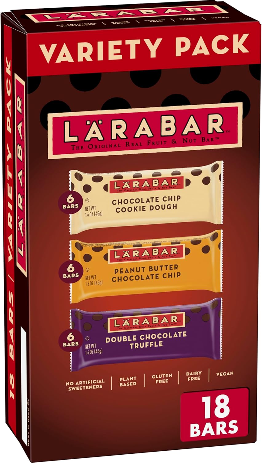 Larabar Chocolate Variety Pack, Fruit and Nut Bars, Gluten Free and Vegan, 28.8 oz, 18 Ct