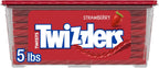 TWIZZLERS Twists Strawberry Flavored Licorice Style, Chewy Holiday Candy Tub, 5 lb