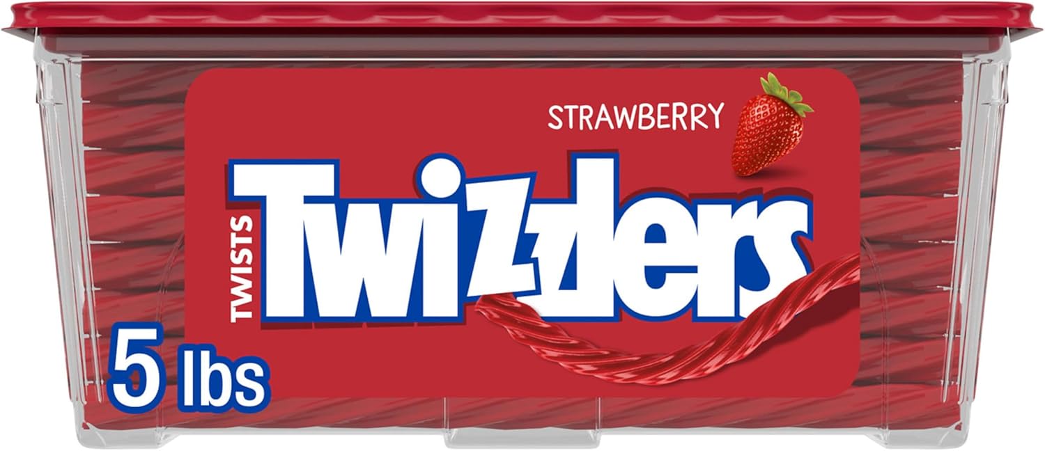 TWIZZLERS Twists Strawberry Flavored Licorice Style, Chewy Holiday Candy Tub, 5 lb