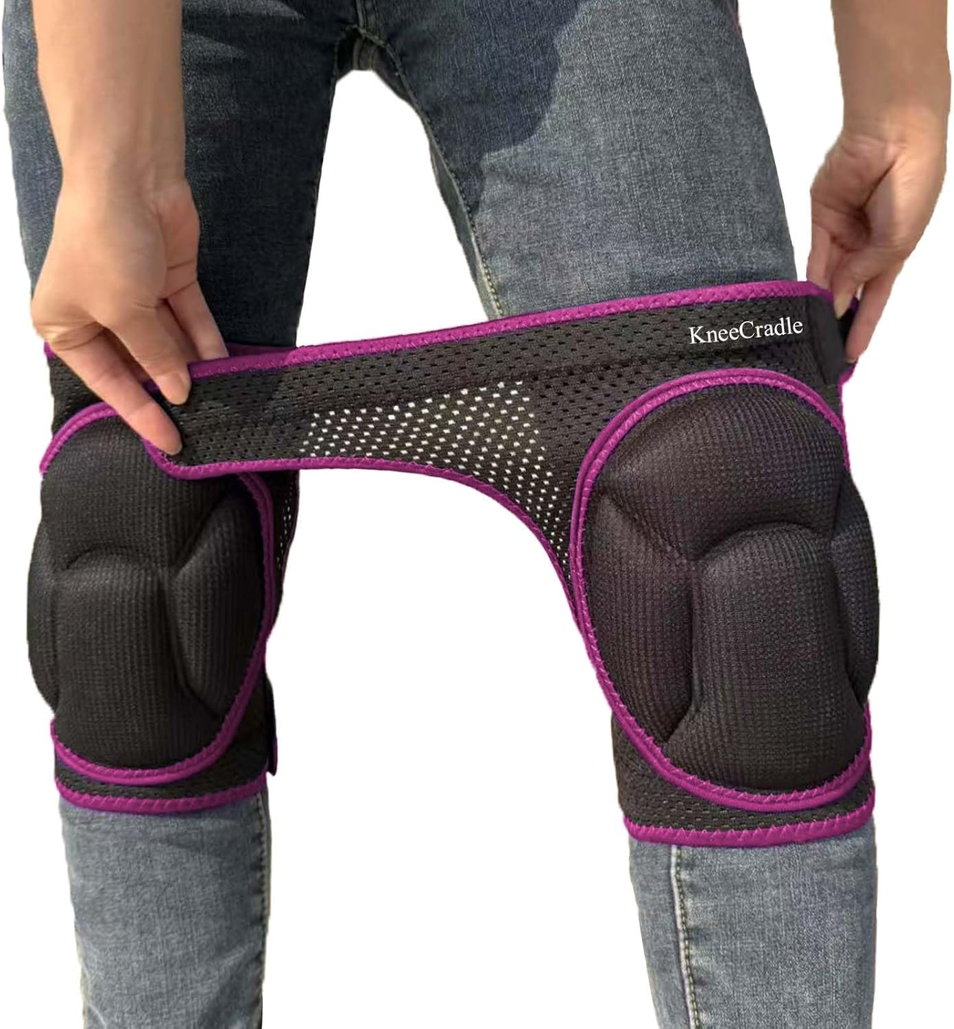 Garden Knee Pads for Working, Kneeling Pad for Cleaning, Flooring, Mechanic, Concrete Work – with Adjustable Straps and Soft Foam Cushion, Protective Kneepads for Men, Women, Elderly – Pink L