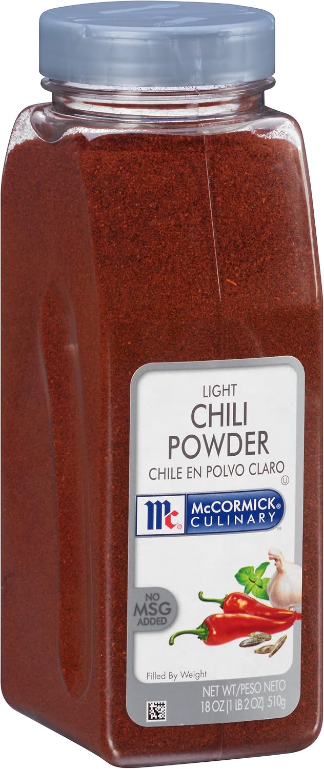 McCormick Culinary Light Chili Powder, 18 oz - One 18 Ounce Container of Light Red Chili Powder for Cooking, Perfect for Tex-Mex and Mexican Cuisines, Nachos, Tacos, Dips and More