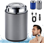 Mini Electric Shaver, Portable Mini Electric Shaver, Pocket Size MiniElectricShaver for Men, USB Rechargeable Waterproof ShaverElectric Beard Trimmer for Car, Office, Business Trip (Silver)