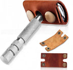 Genuine Cowhide Leather Case for Manual Safety Razor, Double Edge/Butterfly Razor Head Protective Cover, Travel Portable Shaving Razor Accessories