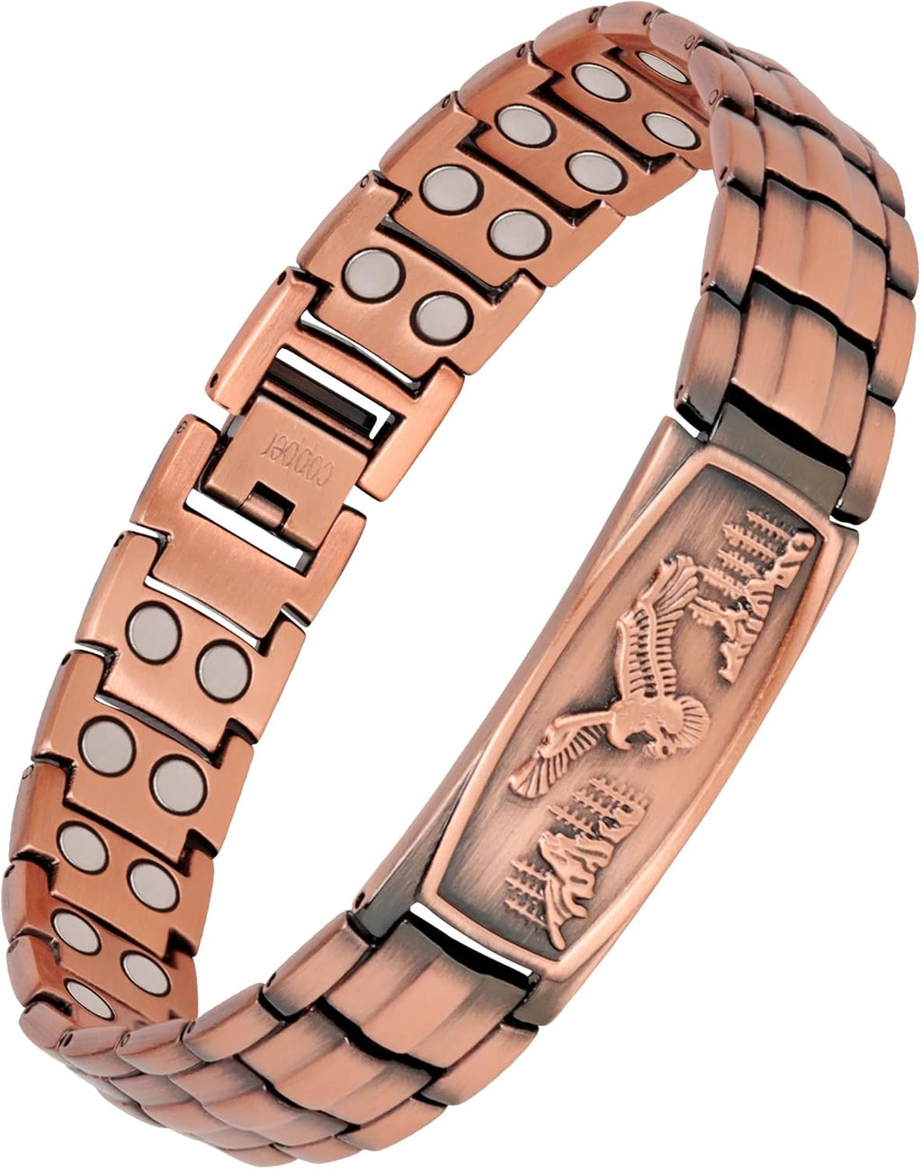 Feraco Copper Bracelet for Men-Magnetic Bracelets 99.99% Pure Copper Jewelry Gift with Adjustable Sizing Tool, Magnetic Field Therapy Jewelry with Eagle Pattern