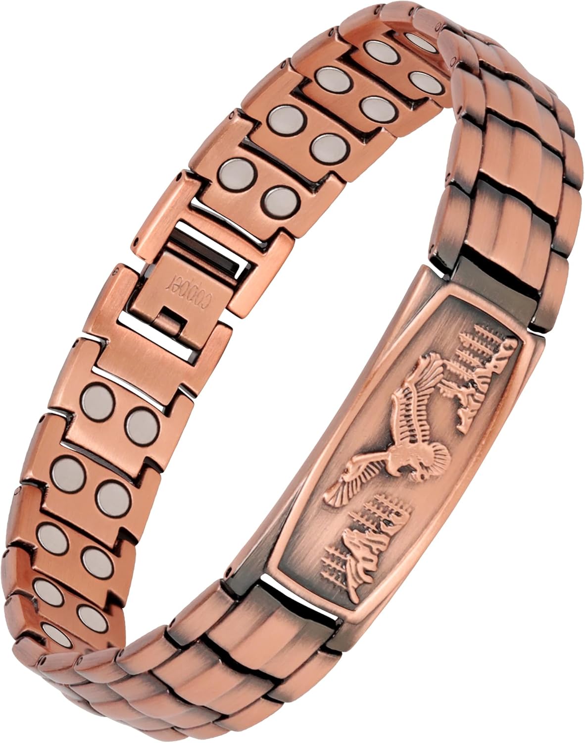 Feraco Copper Bracelet for Men-Magnetic Bracelets 99.99% Pure Copper Jewelry Gift with Adjustable Sizing Tool, Magnetic Field Therapy Jewelry with Eagle Pattern