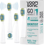 Voom Sonic Pro 7 Series Replacement Brush Heads Advanced Bristle Technology Soft Dupont Nylon Bristles Oral Care - White - Pack of 4