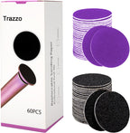 Trazzo 80/120/180 Grit Replacement Sanding Discs for Electric Foot File - Color-Coded Refill Sandpaper Pads for Callus Remover, Fits Most Round Foot Grinders (60PCS)