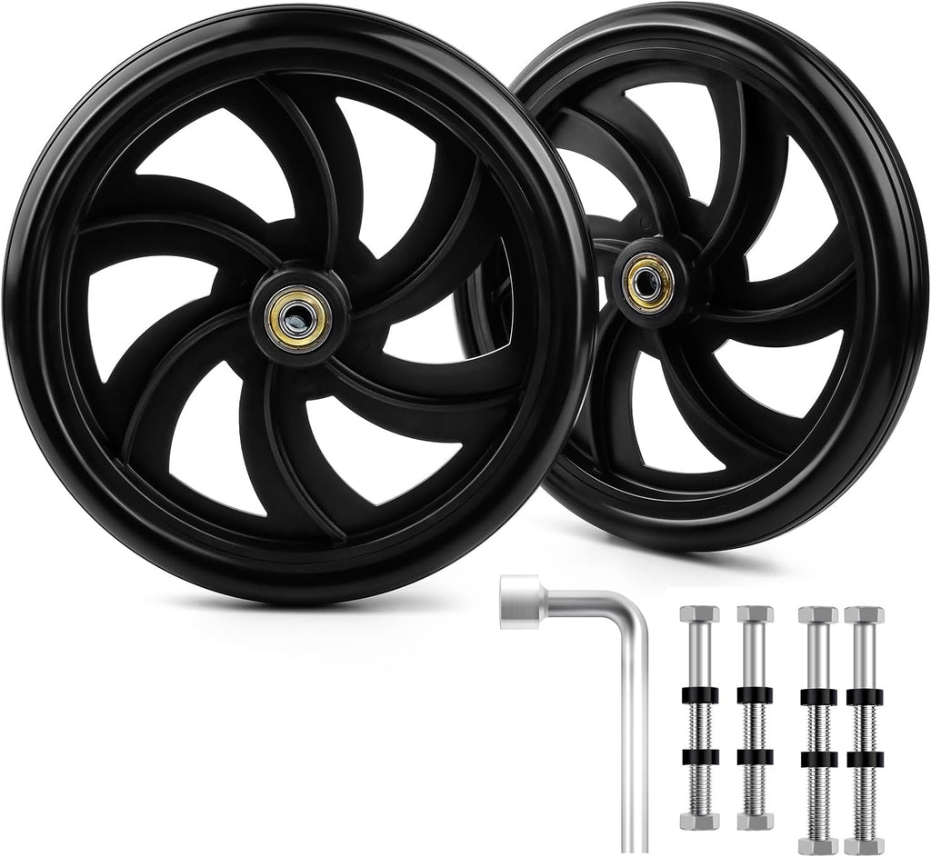 2Pcs 7.5 Inch Replacement Wheelchair Wheels for Walkers, Wheelchairs, Rollators, Durable Anti-Slip ABS Wheels Aid for Adults, Seniors