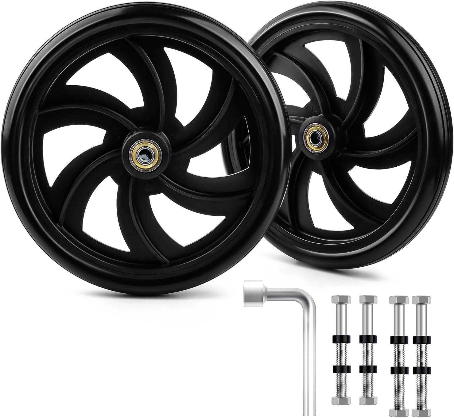 2Pcs 7.5 Inch Replacement Wheelchair Wheels for Walkers, Wheelchairs, Rollators, Durable Anti-Slip ABS Wheels Aid for Adults, Seniors