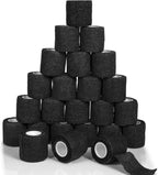 24 Pack Self Adherent Cohesive Bandage Wrap, 2” x 5 Yards Elastic Grip Tape Black Vet Wrap for Dogs, Athletic Bandages Wrap for First Aid Medical, Sports, Ankle, Wrist Sprains