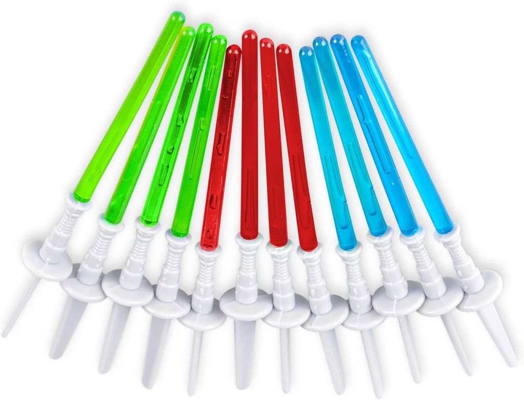 Super Z Outlet Light Sabre Cupcake Decoration Toppers Sticks Picks Set for Children Birthday Party, Fan Shows, Movies, 4" inches Tall (12)