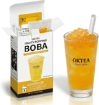 OKTEA Fruity Popping Boba Passion Fruit & Pineapple Tea Kit - Vibrant Passionfruit Flavored Balls, Tropical Pineapple & Passion Fruit Juice Mix, DIY Bubble Pearl Drink Set with Straws - 3 Servings