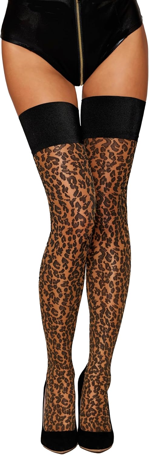 Dreamgirl Leopard Thigh Highs