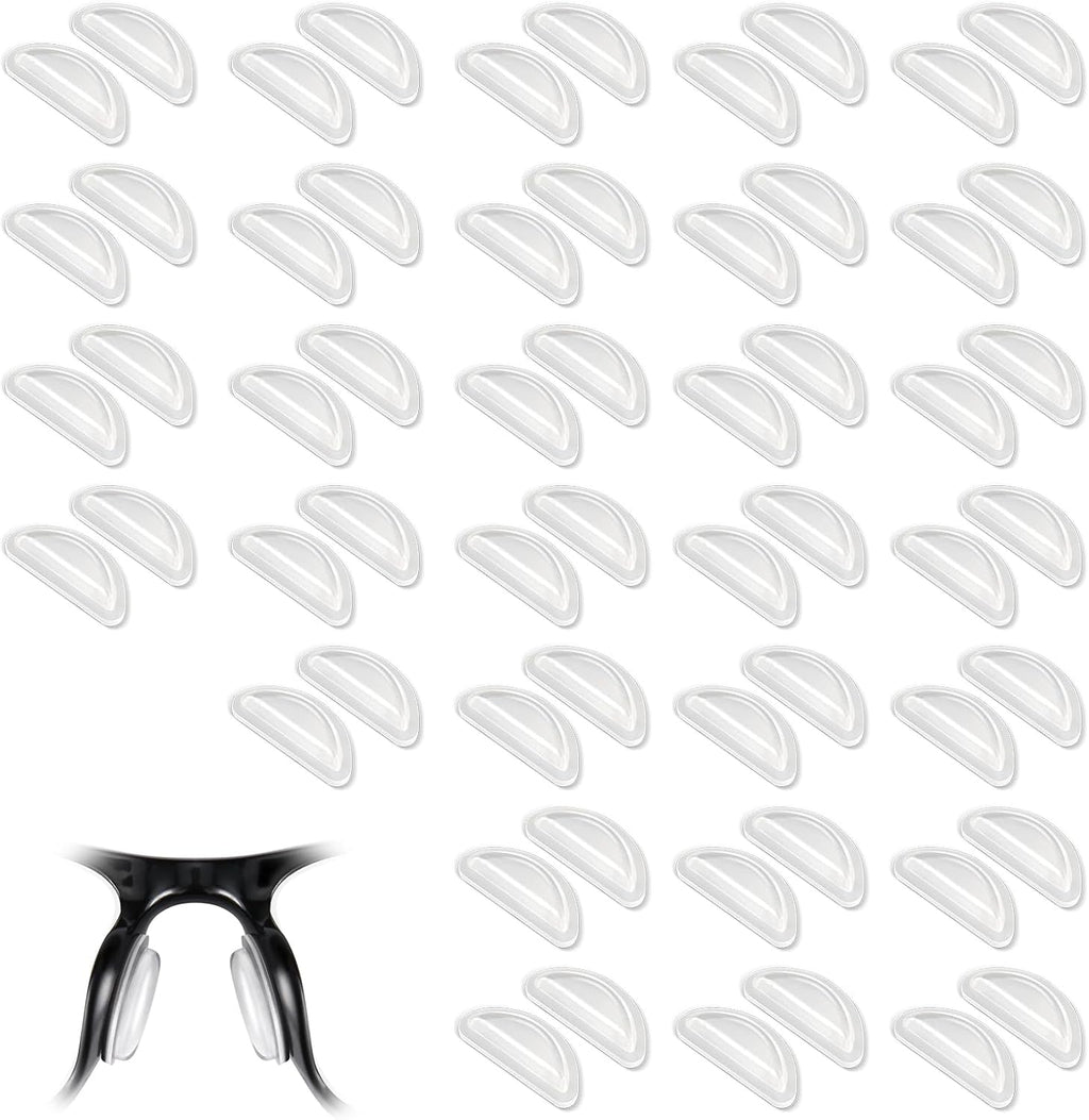 30 Pairs Nose Pads for Glasses, Anti-Slip Silicone Eyeglass Nose Pads, 5mm Heightened Airbag Cushions, Comfortable D-Shaped Adhesive Replacement Nose Pad for Sunglasses, Clear
